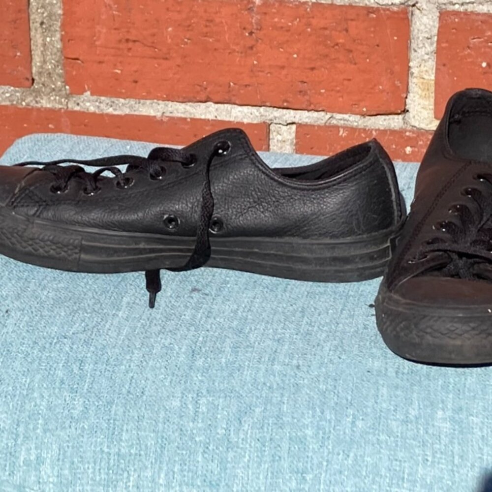 Black leather Converse sneakers size 9.5